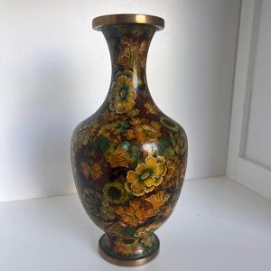 Chinese Copper Cloisonne Enamel Hand-made Exquisite Floral Vase